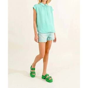 NEW MOLLY BRACKEN muscle sleeve top in aqua